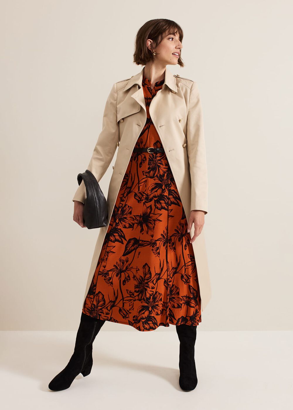 Cheryl Camel Long Fitted Trench Coat - Camel
