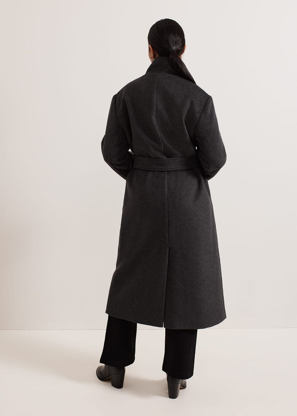 Petite Paloma Funnel Neck Wool Coat - Grey