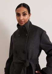 Petite Paloma Funnel Neck Wool Coat - Grey