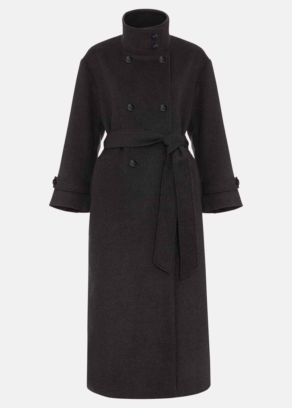 Petite Paloma Funnel Neck Wool Coat - Grey