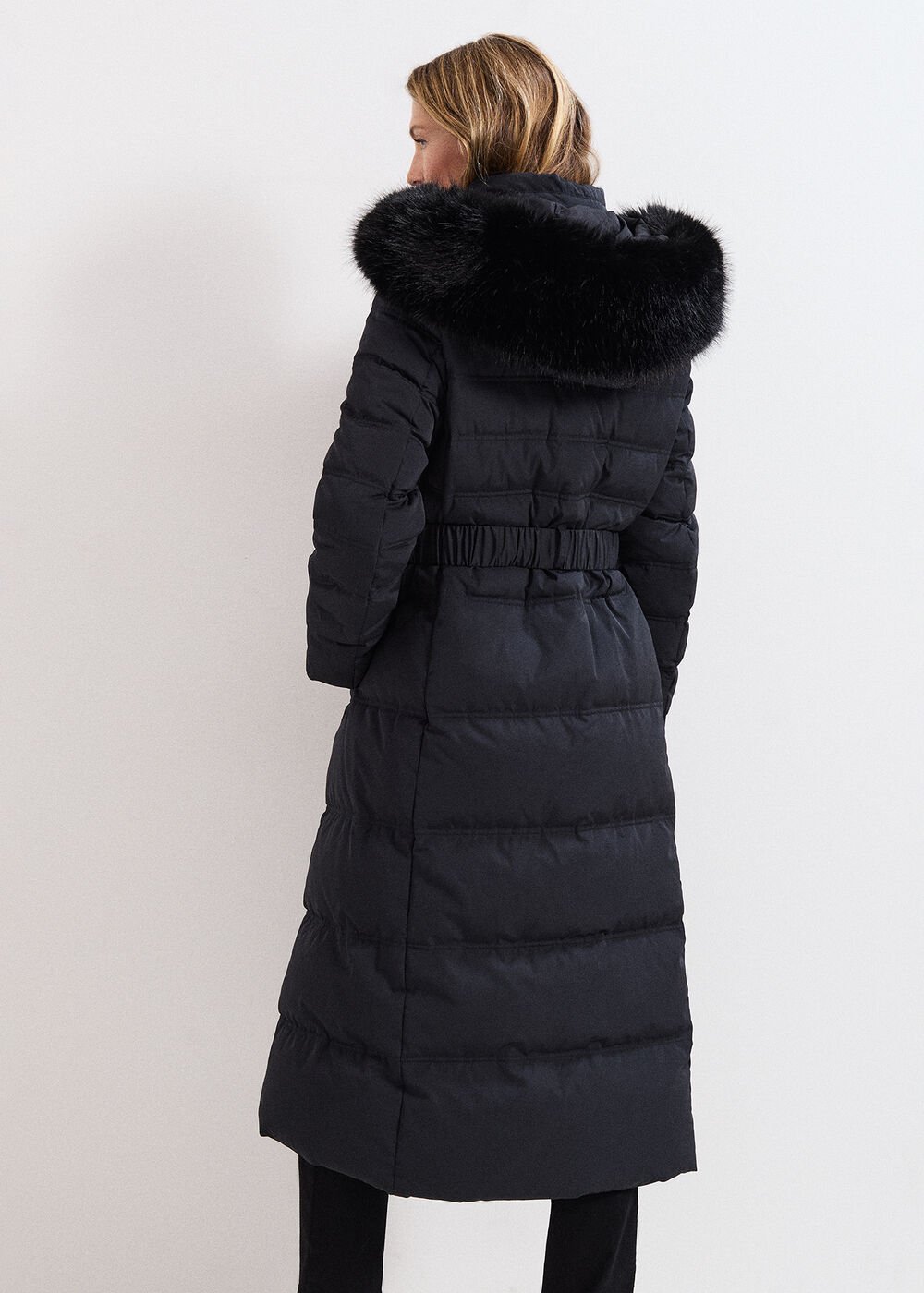 Dixie Long Fur Hood Puffer - Black