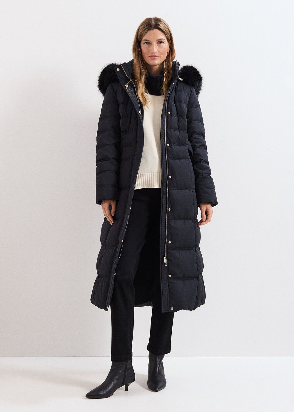 Dixie Long Fur Hood Puffer - Black