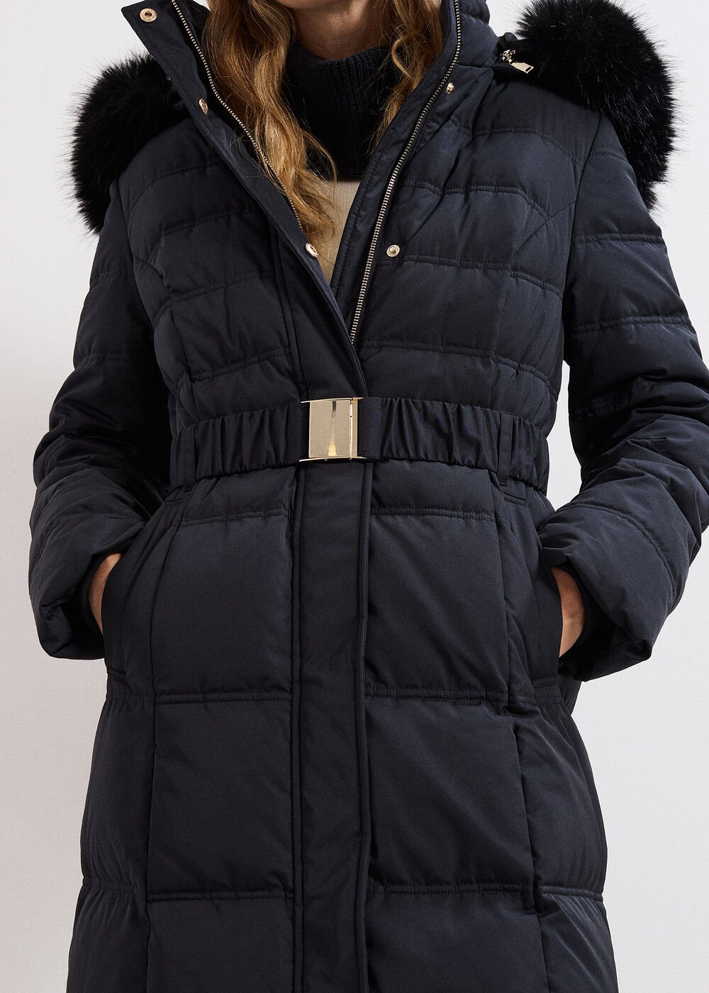 Dixie Long Fur Hood Puffer - Black