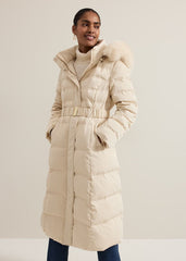 Dixie Long Fur Hood Puffer - Ivory