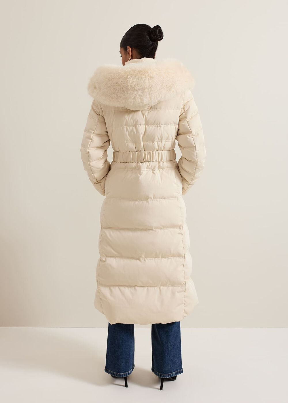 Dixie Long Fur Hood Puffer - Ivory