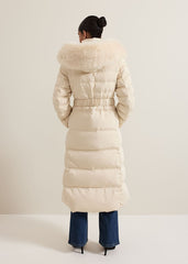 Dixie Long Fur Hood Puffer - Ivory