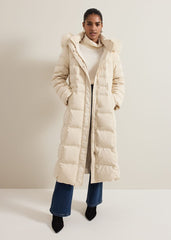 Dixie Long Fur Hood Puffer - Ivory