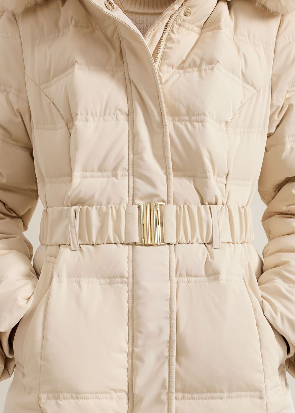 Dixie Long Fur Hood Puffer - Ivory
