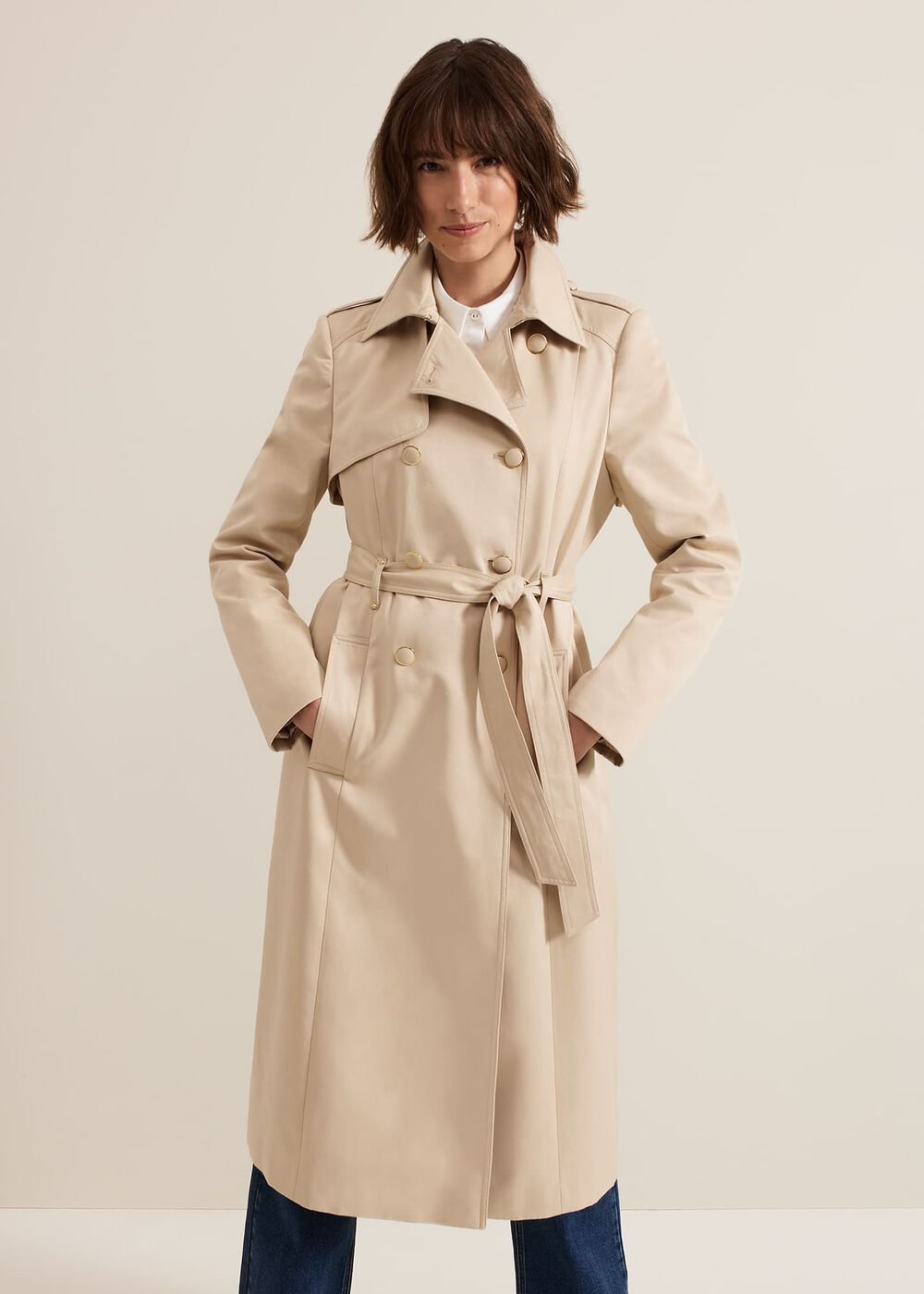 Cheryl Camel Long Fitted Trench Coat - Camel