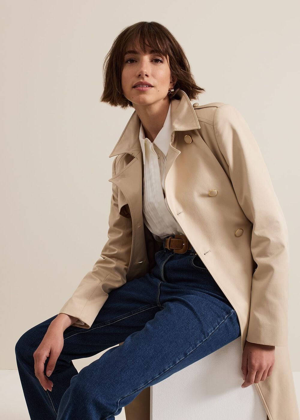 Cheryl Camel Long Fitted Trench Coat - Camel