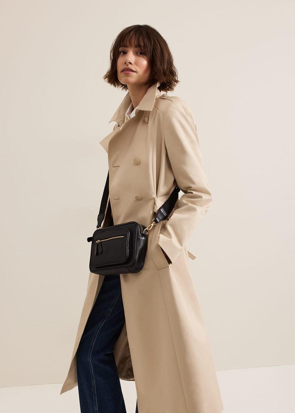 Cheryl Camel Long Fitted Trench Coat - Camel