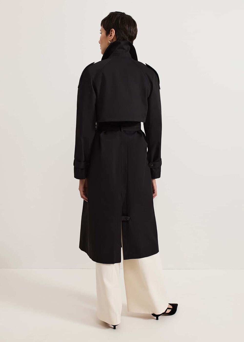 Avalie Neutral Collar Detail Trench Coat - Black