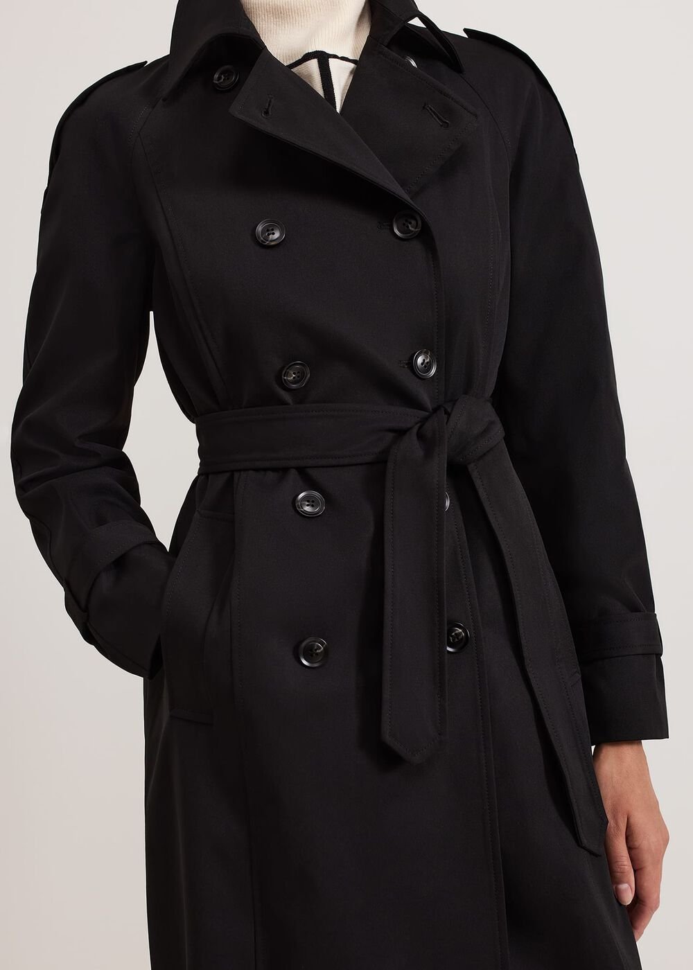 Avalie Neutral Collar Detail Trench Coat - Black