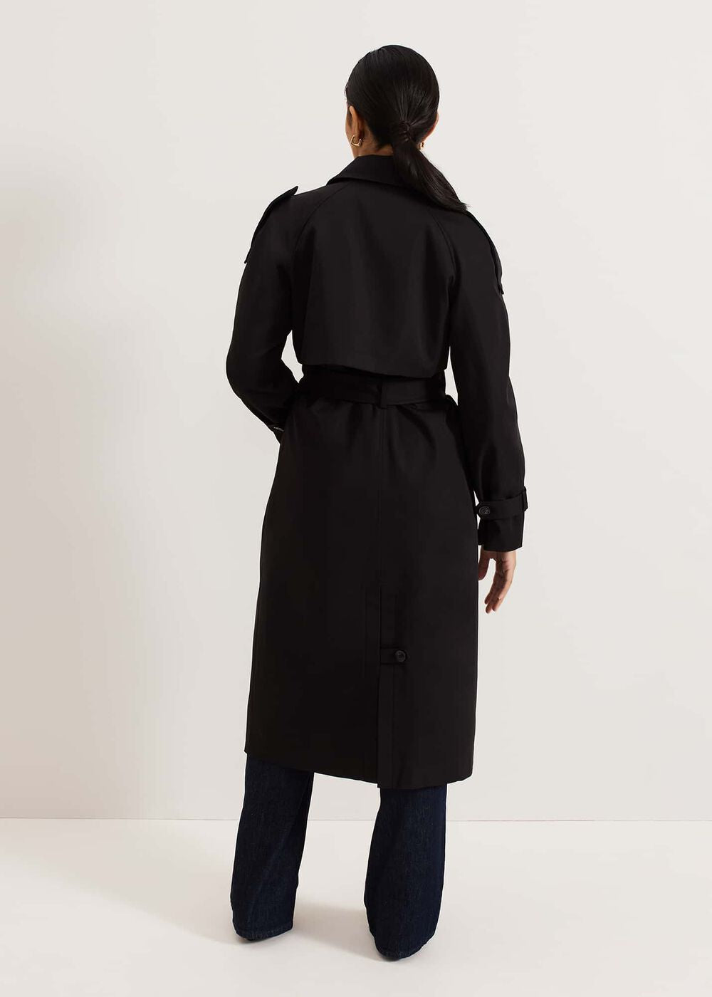 Avalie Petite Neutral Trench Coat - Black