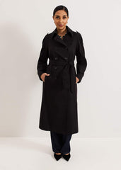 Avalie Petite Neutral Trench Coat - Black