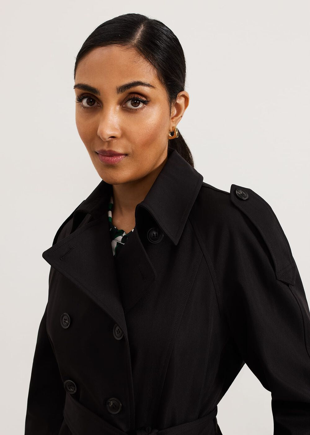 Avalie Petite Neutral Trench Coat - Black