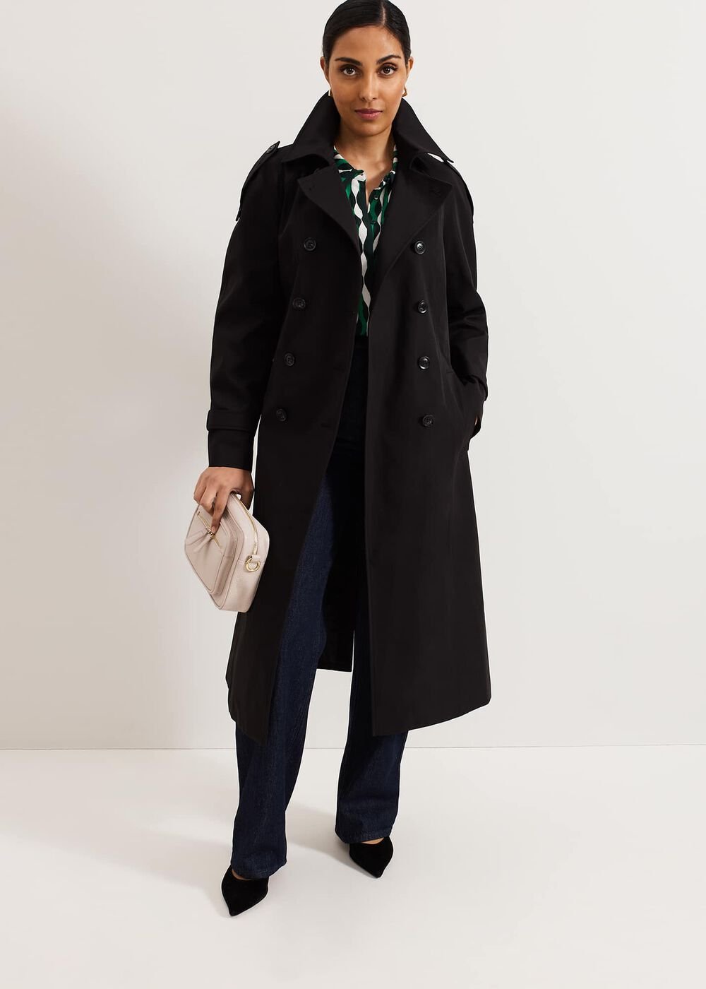 Avalie Petite Neutral Trench Coat - Black